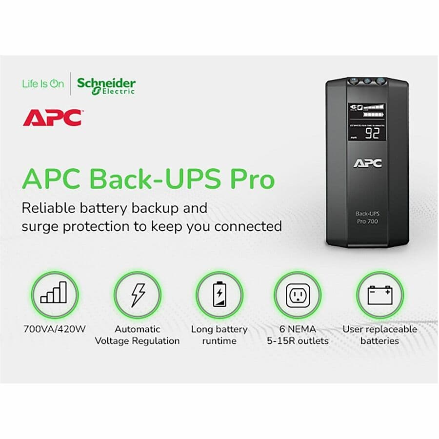 APC Back-UPS BR700G 700 VA desktop UPS for essential electronics