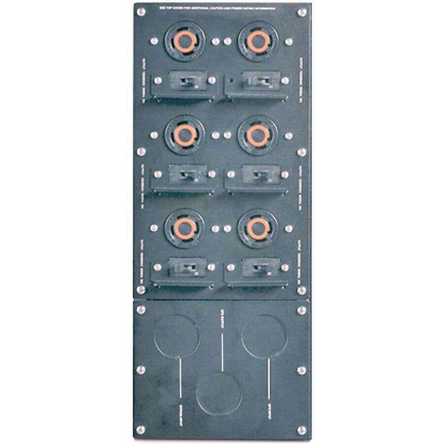 APC SBP16KRMP4U rack-mount bypass switch for 200/208/240 V with 6 output connectors