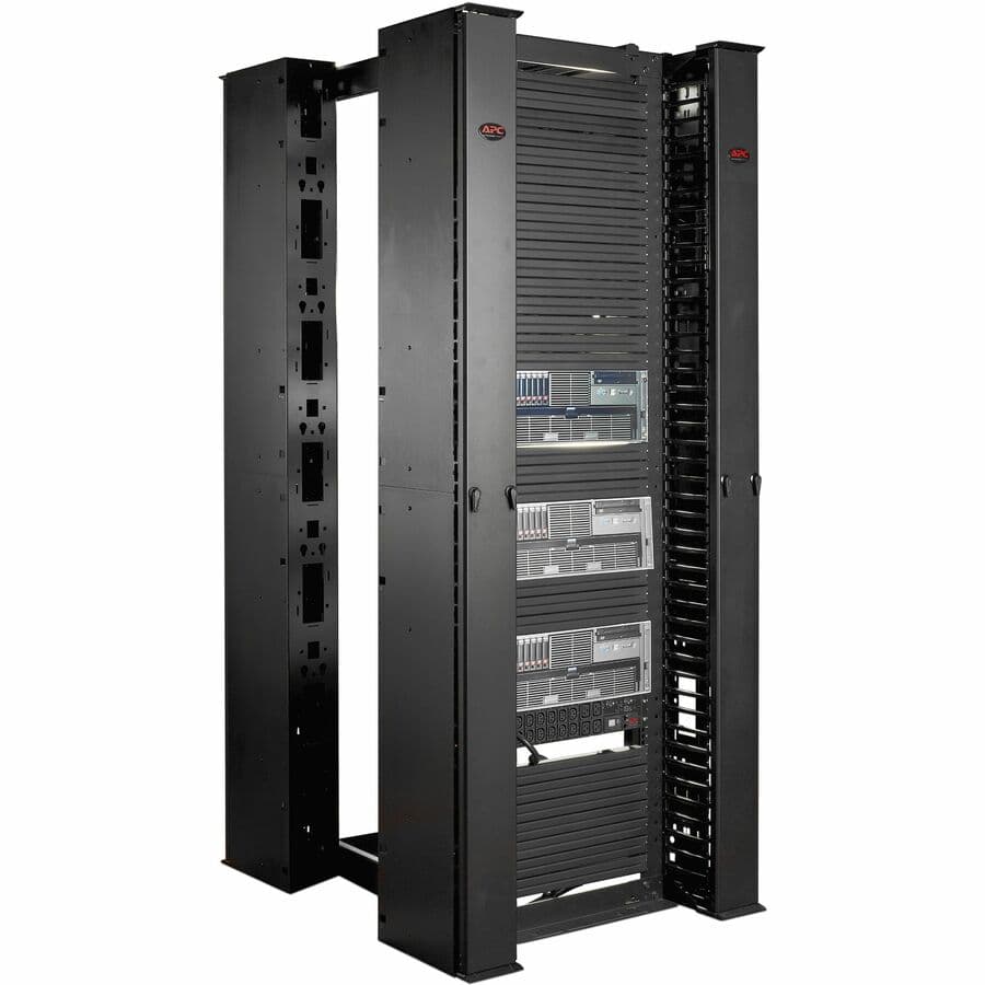 APC AR8615 black vertical cable manager for 0U rack cable organization