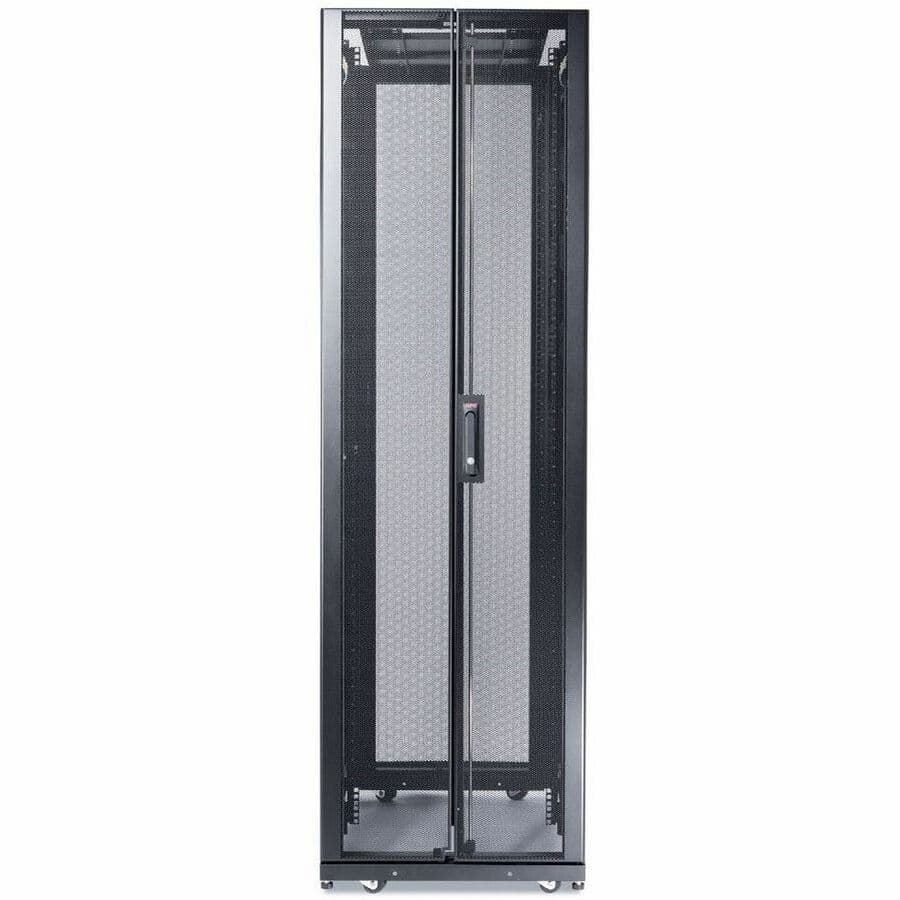 NetShelter SX 48U black floor standing rack enclosure with side panels, 600 mm wide and 1,200 mm deep