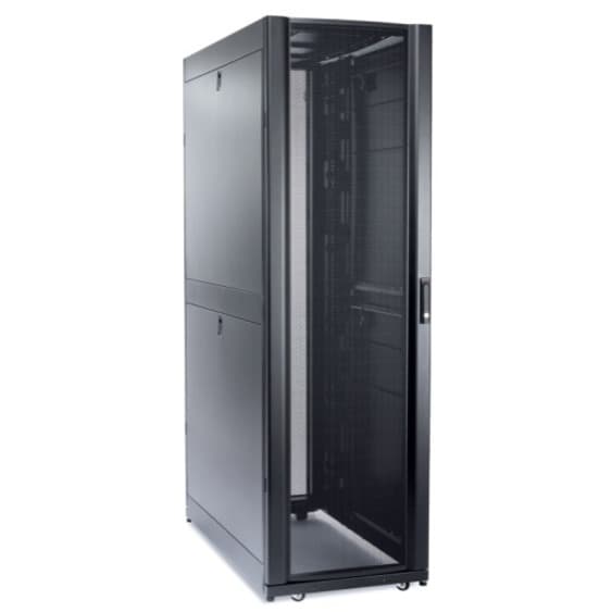 APC NetShelter SX 52U black floor-standing rack enclosure with side panels, 600 mm wide and 1,200 mm deep