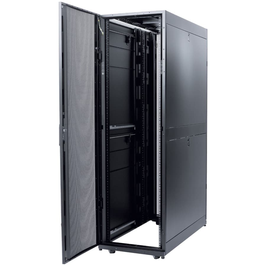 APC NetShelter SX 42U black floor-standing enclosure with side panels, 600 mm wide and 1,200 mm deep
