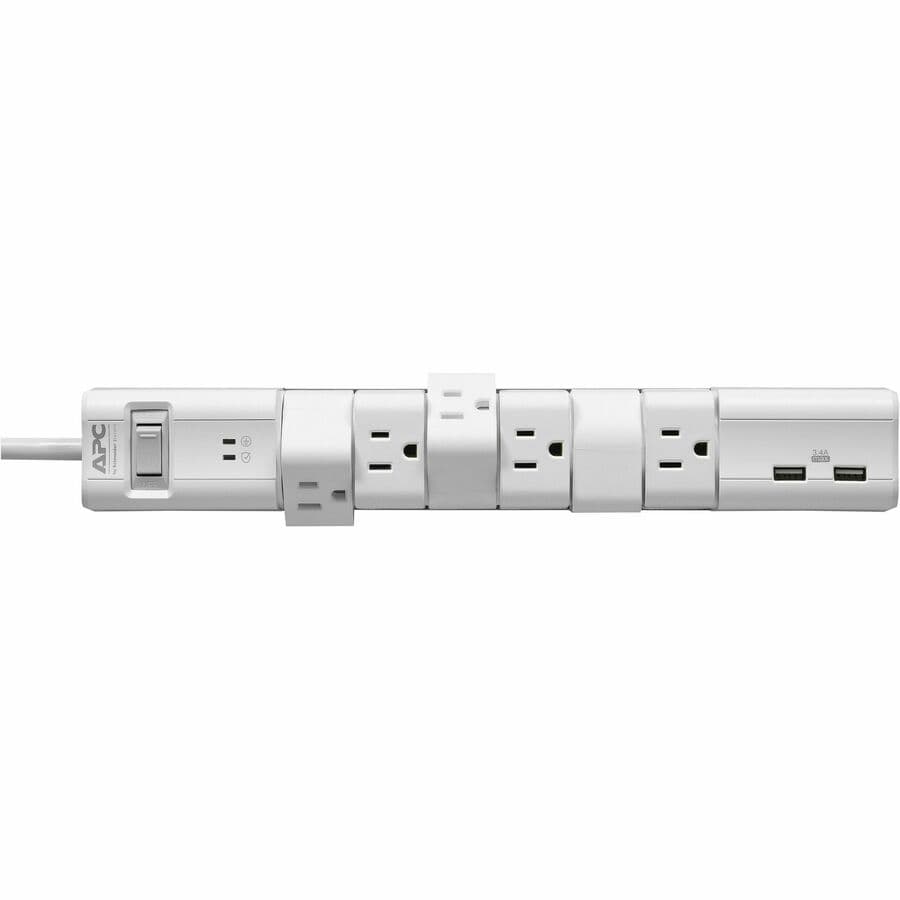 APC SurgeArrest Essential PE6RU3W 6-outlet desk-mount surge protector with 2 USB charging ports