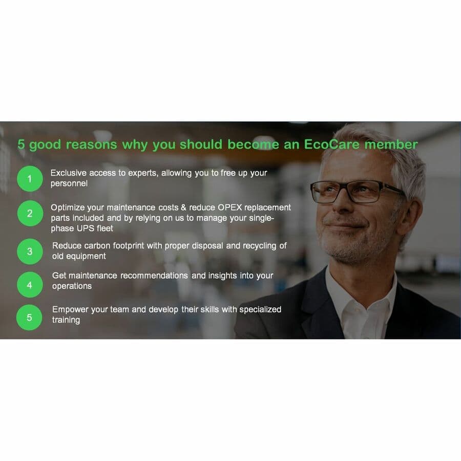 APC 5-year EcoCare membership for single-phase lithium-ion UPS support coverage