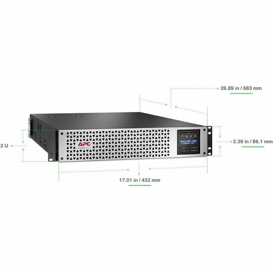 APC Smart-UPS Lithium-Ion 3000VA 2U rack-mount UPS with SmartConnect, network card, and mixed NEMA outlets