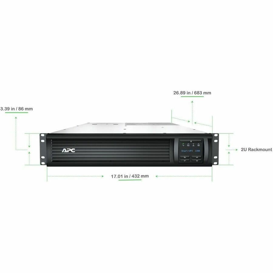 APC Smart-UPS 2200VA 2U rack-mount UPS with LCD, SmartConnect, and TAA compliance
