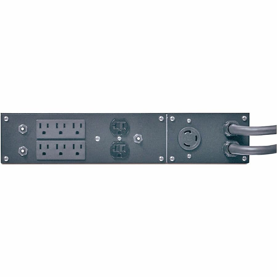 APC 2U service bypass panel with L5-30P input and 8 output receptacles