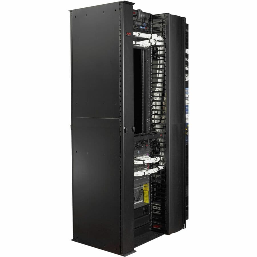 APC AR8625 84 in by 6 in vertical cable manager, black, double-sided for open frame racks