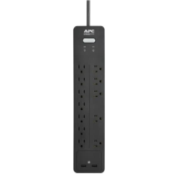 APC PH12U2 desktop surge protector with 12 outlets and 2 USB charging ports