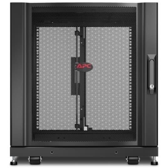 Black APC NetShelter SX 12U floor-standing server rack enclosure with side panels, 600 mm wide and 1,070 mm deep