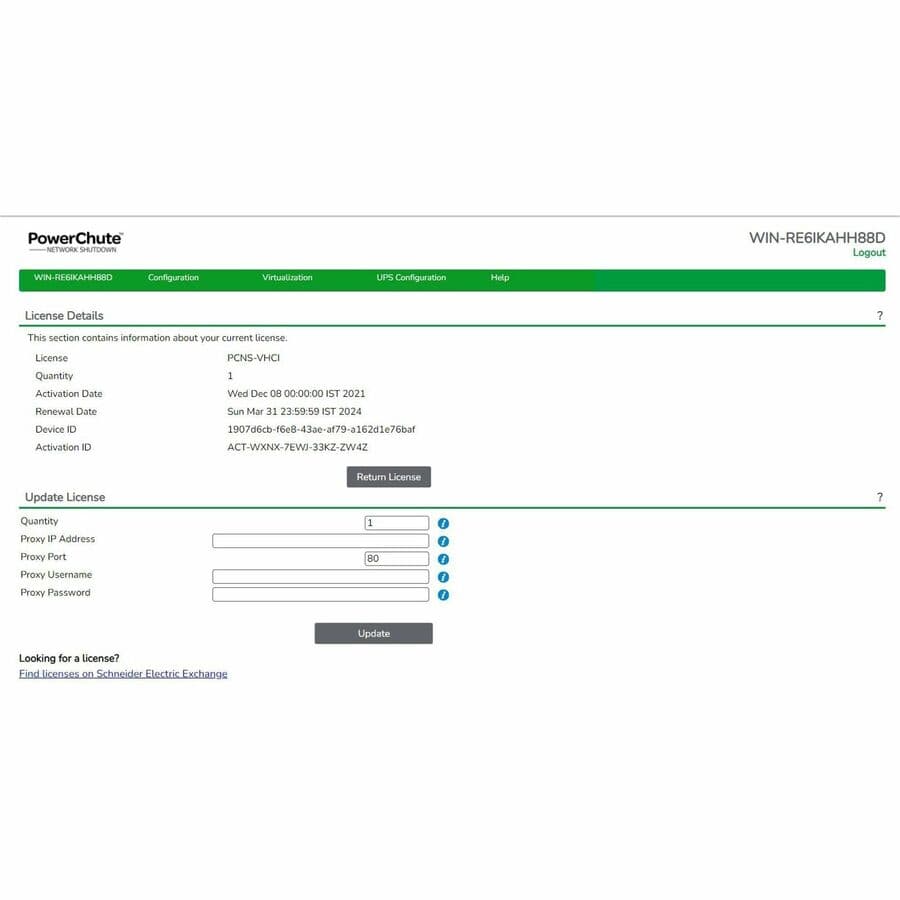 PowerChute Network Shutdown License for Virtualization and HCI, 1-Year by Schneider Electric