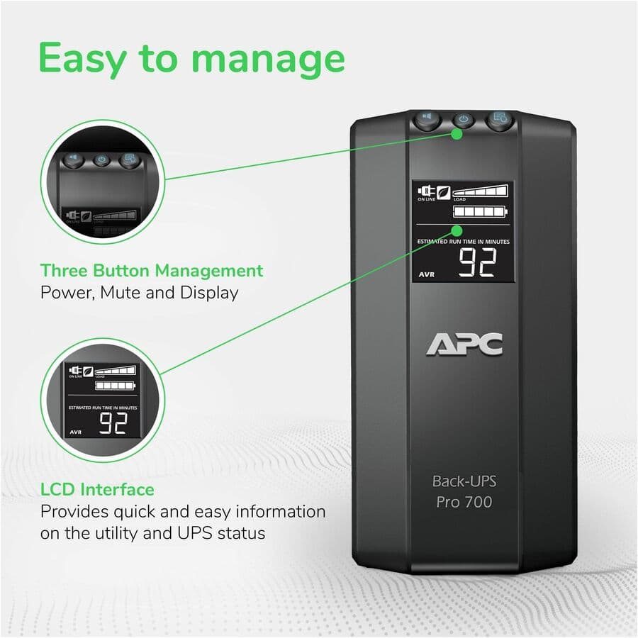 APC Back-UPS BR700G 700 VA desktop UPS for essential electronics