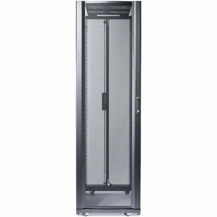 NetShelter SX 48U black floor standing rack enclosure with side panels, 600 mm wide and 1,200 mm deep