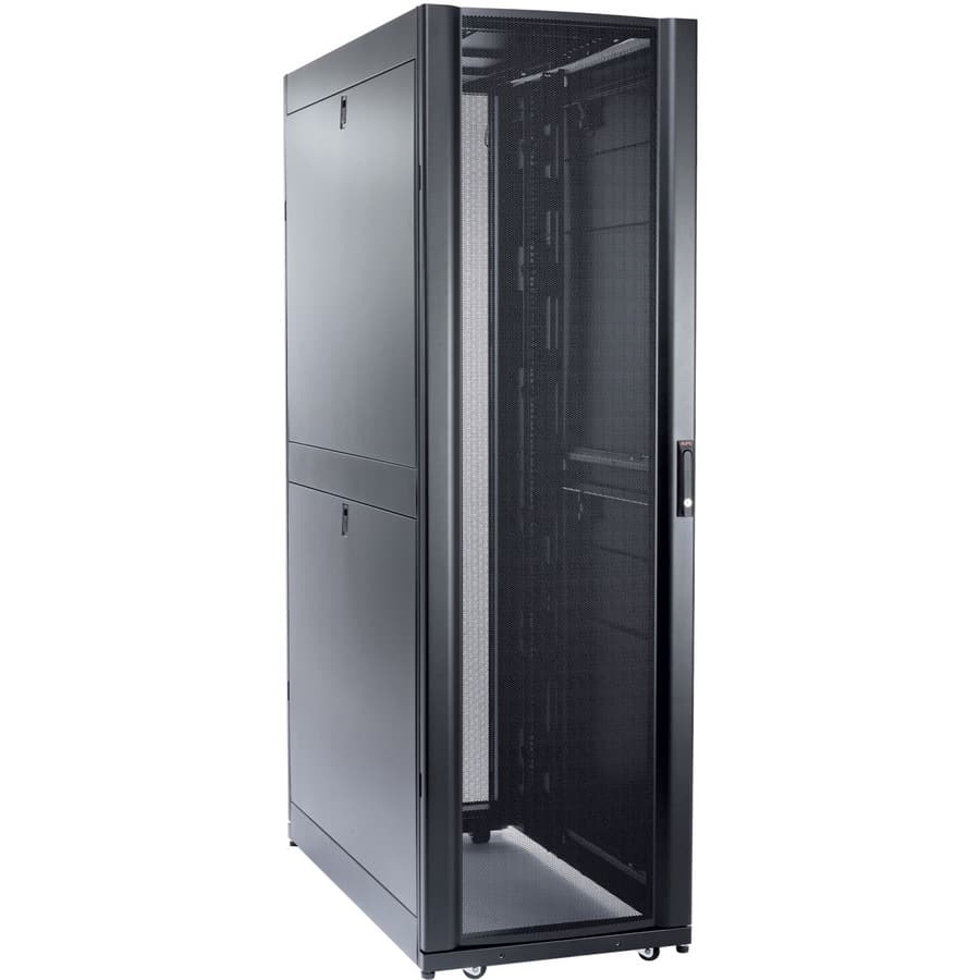 APC NetShelter SX 42U black floor-standing enclosure with side panels, 600 mm wide and 1,200 mm deep