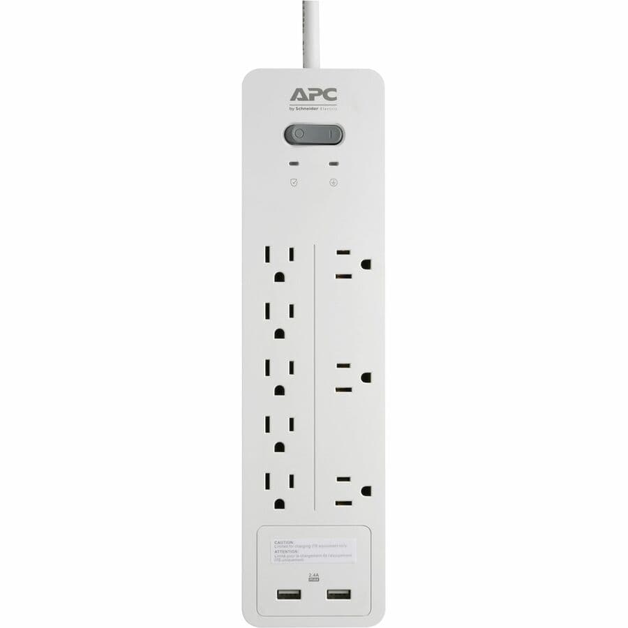 APC Home Office SurgeArrest PH8U2W white surge protector with 8 outlets and 2 USB charging ports