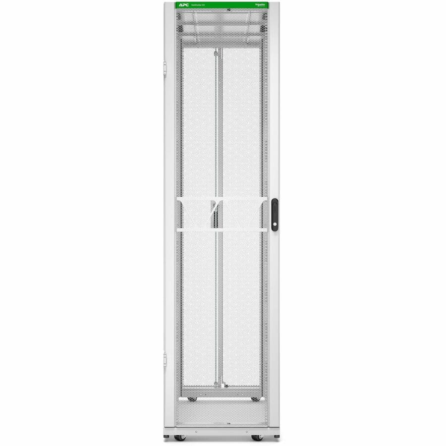 White APC NetShelter SX 48U enclosed rack cabinet with 19-inch mounting and 41.26-inch depth