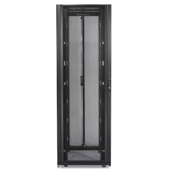 Black Schneider Electric NetShelter SX 42U floor-standing rack enclosure with side panels, 750 mm wide and 1,070 mm deep
