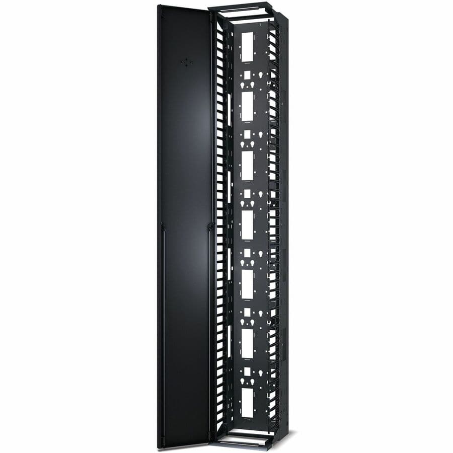 APC AR8665 black vertical cable manager, 84 in tall, single-sided, for rack cable organization