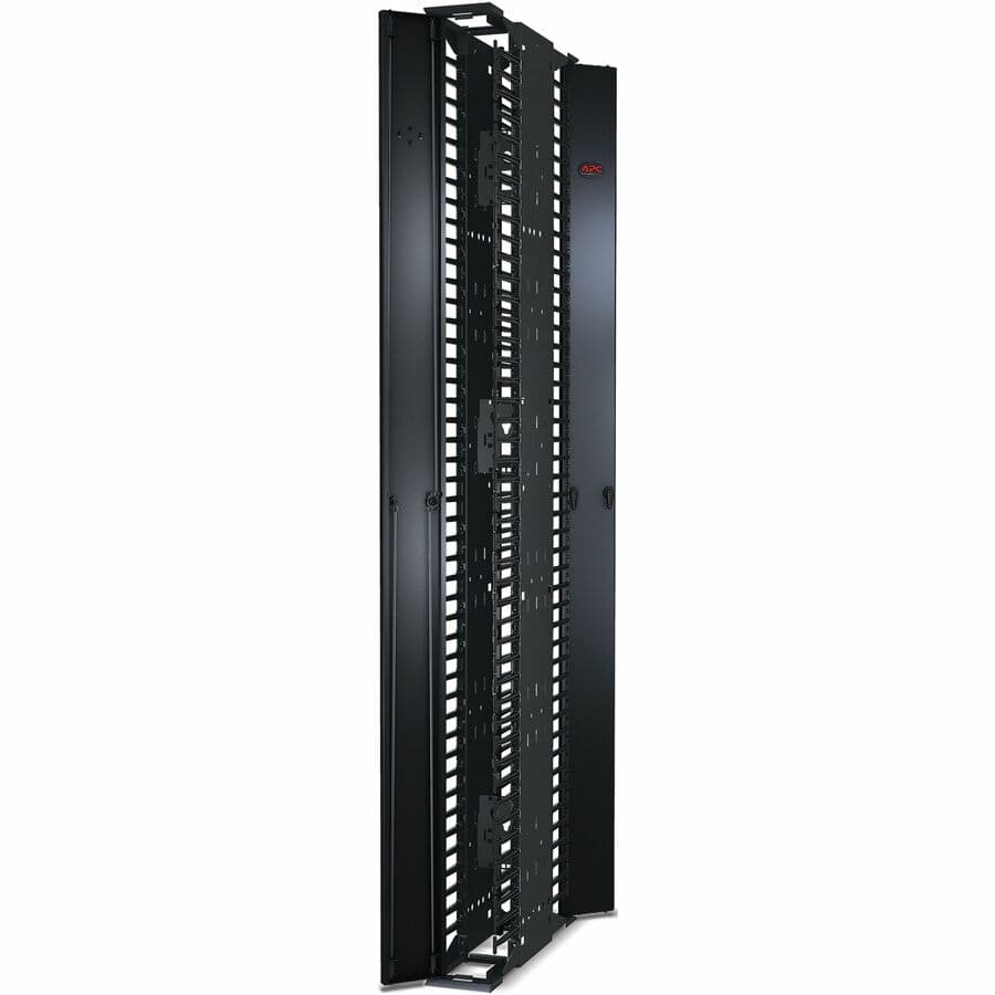 APC AR8625 84 in by 6 in vertical cable manager, black, double-sided for open frame racks