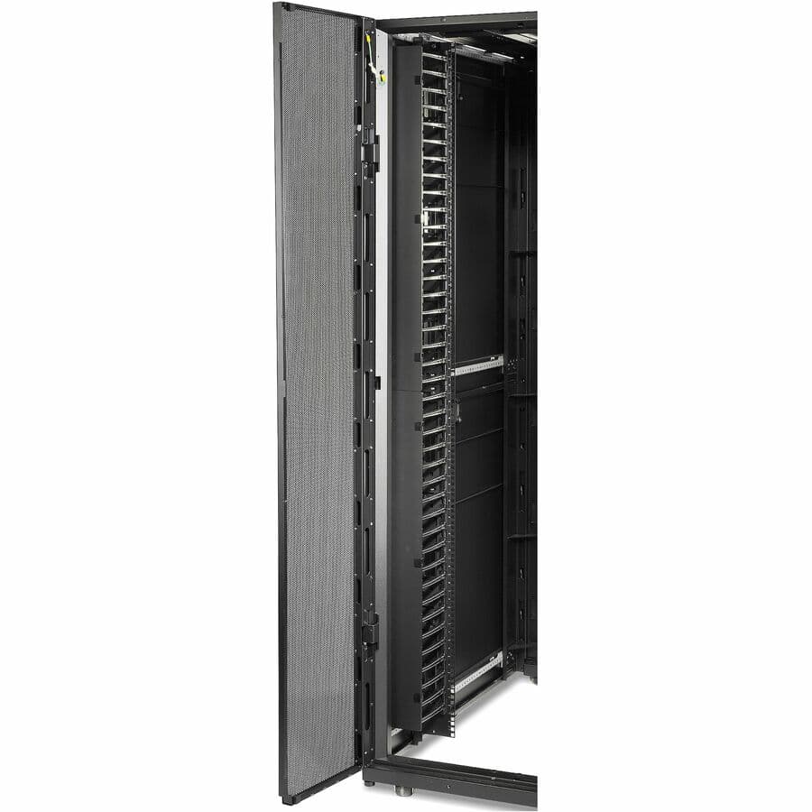 APC AR7580A vertical cable manager 2-pack, black, for 42U rack cable routing