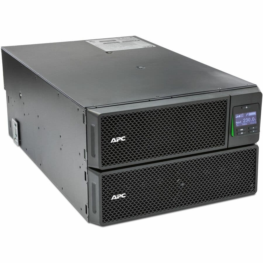 APC Smart-UPS SRT 10000VA 208V rack-mount online UPS with six NEMA L6-30R outlets