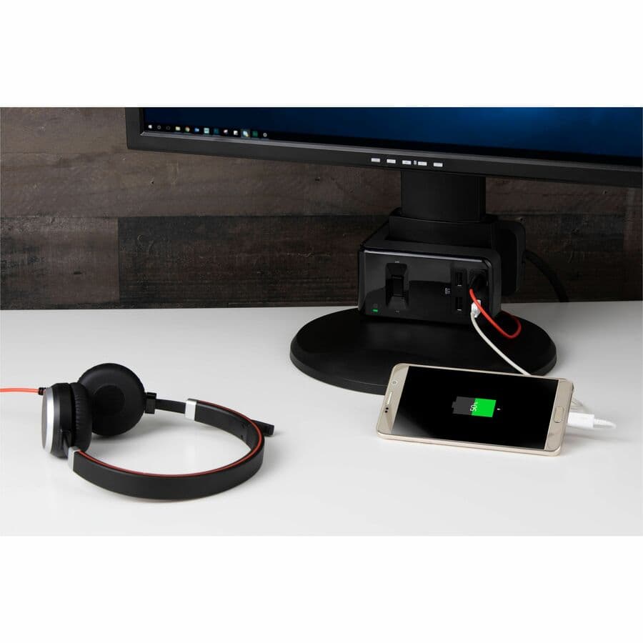 APC PE6U4 desk-mount surge protector with 6 U-shape outlets and 4 USB charging ports