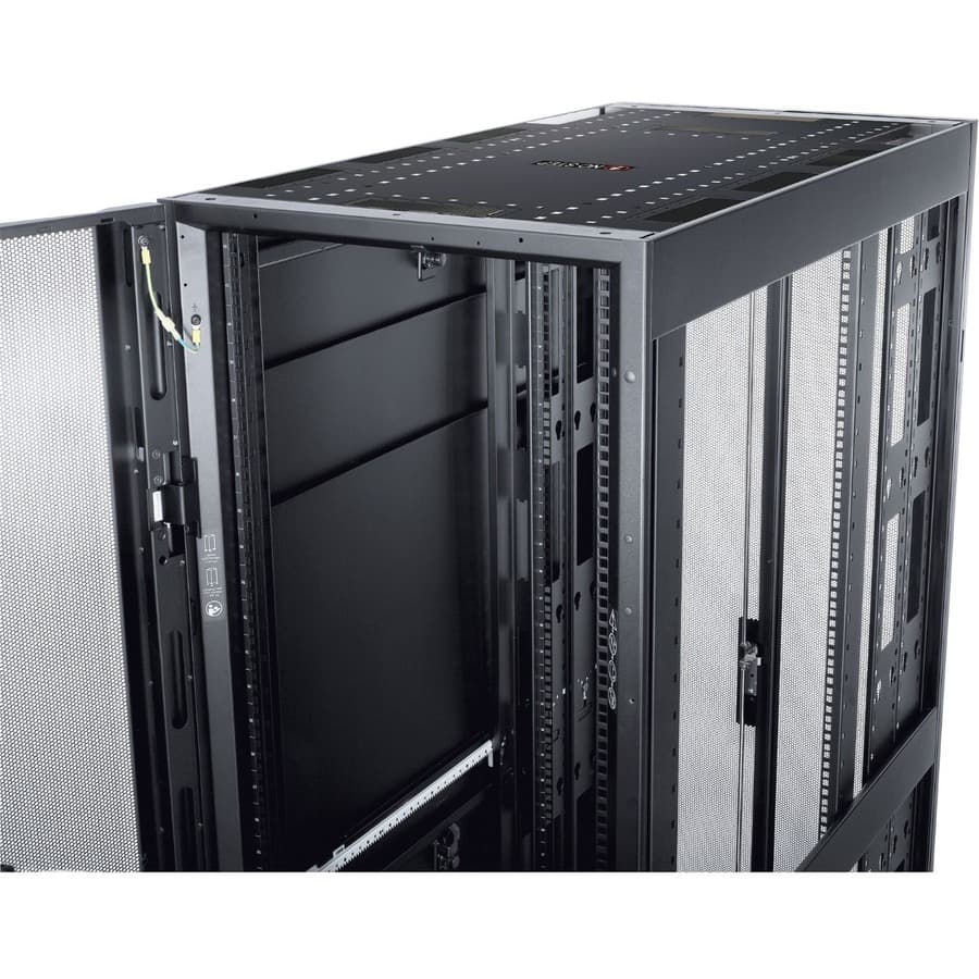 NetShelter SX 48U black floor standing rack enclosure with side panels, 600 mm wide and 1,200 mm deep