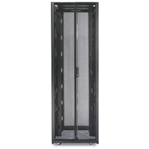 APC NetShelter SX 42U black floor-standing rack enclosure with 700 mm width, 1,070 mm depth, and side panels