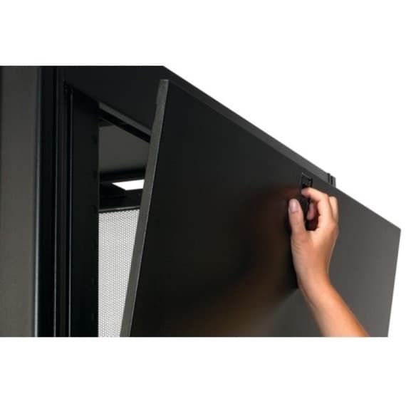 Black Schneider Electric NetShelter SX 42U floor-standing rack enclosure with side panels, 750 mm wide and 1,070 mm deep