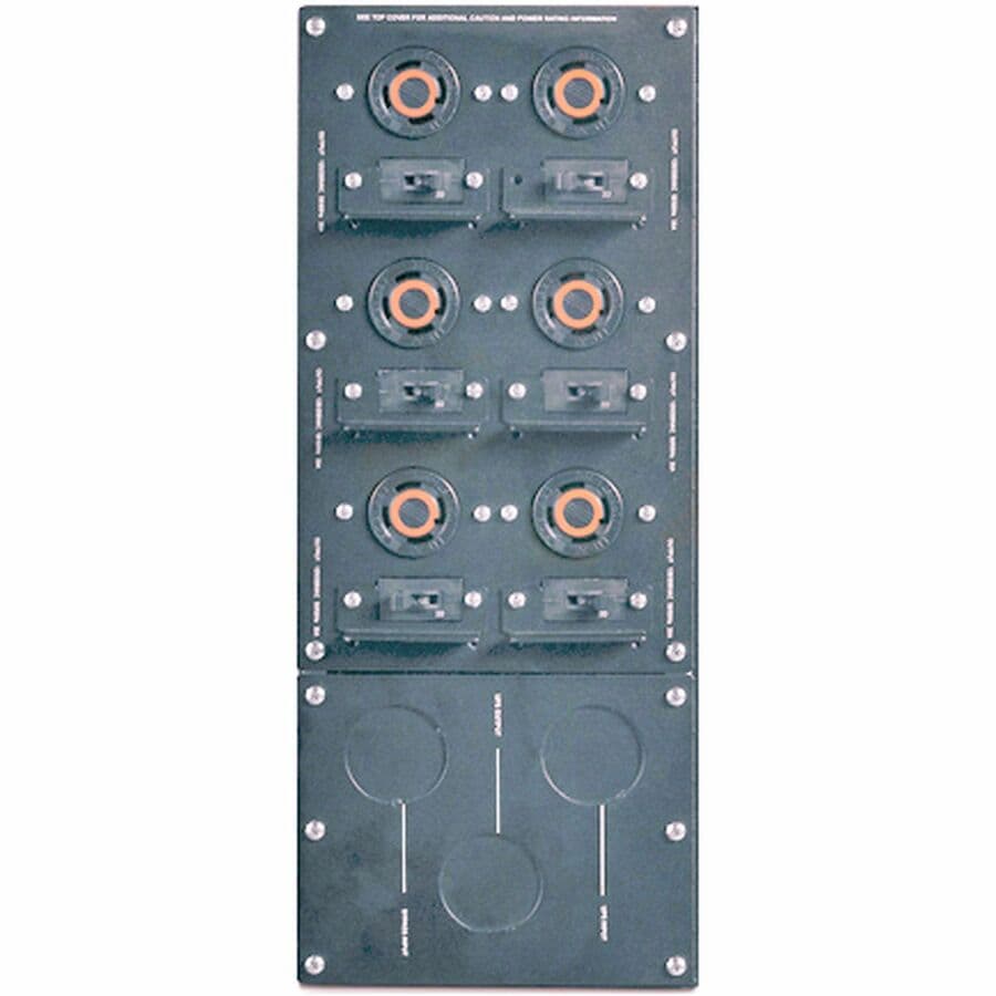 APC SBP16KRMP4U rack-mount bypass switch for 200/208/240 V with 6 output connectors
