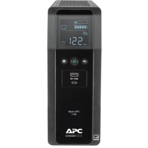 APC Back-UPS Pro BN1100M2-CA desktop UPS with LCD, AVR, 10 NEMA outlets, and USB charging ports