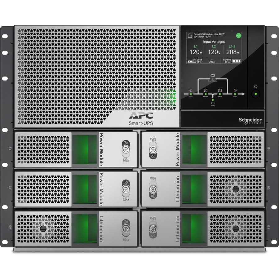 APC Smart-UPS Modular Ultra 15 kW rackmount online UPS for 208/240 V critical power protection