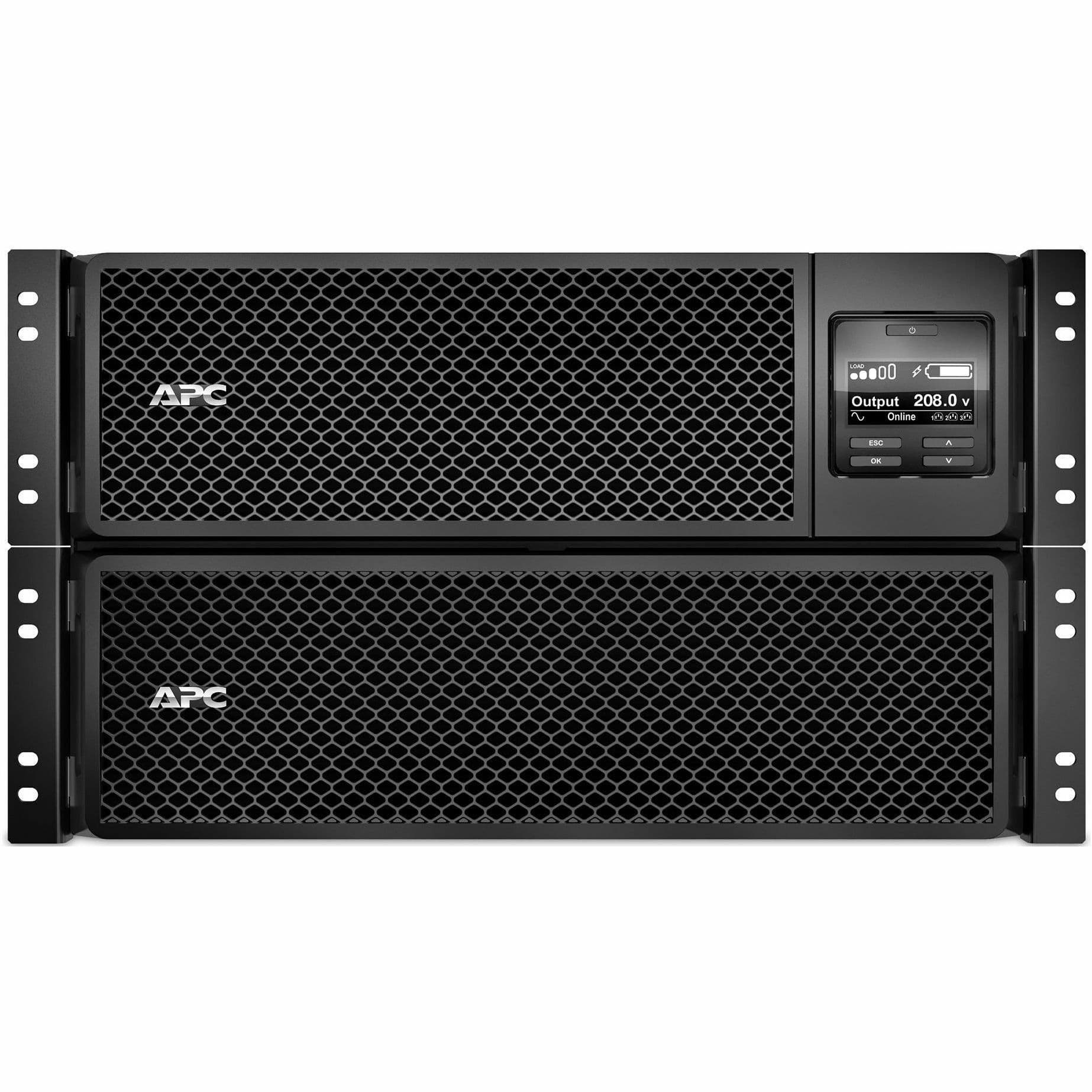 APC Smart-UPS SRT 10000VA 208V rack-mount online UPS with six NEMA L6-30R outlets