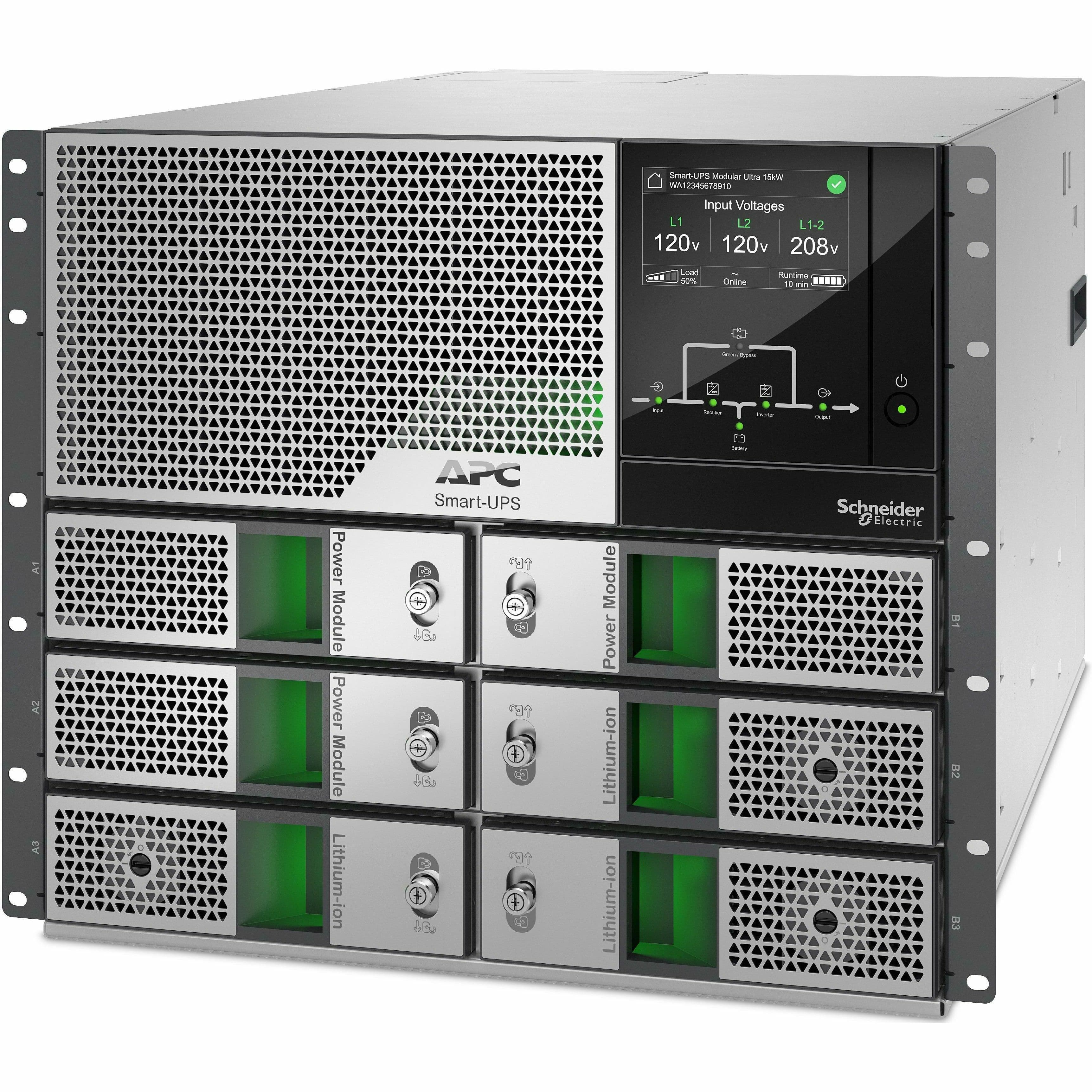 APC Smart-UPS Modular Ultra 15 kW rackmount online UPS for 208/240 V critical power protection