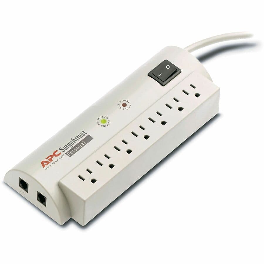 APC PER7T Personal SurgeArrest 7 Outlets, 6 ft Cord | RJ11 Protection