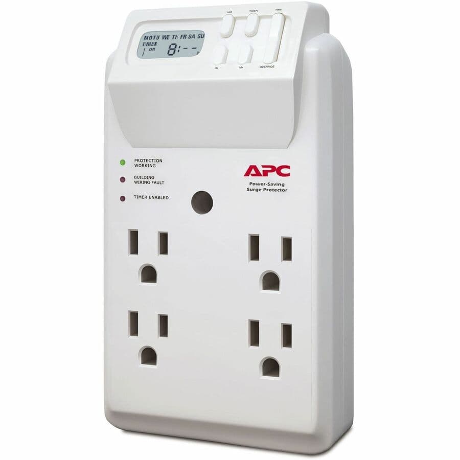 APC P4GC 4-outlet wall tap surge protector with power-saving timer for 120 V devices