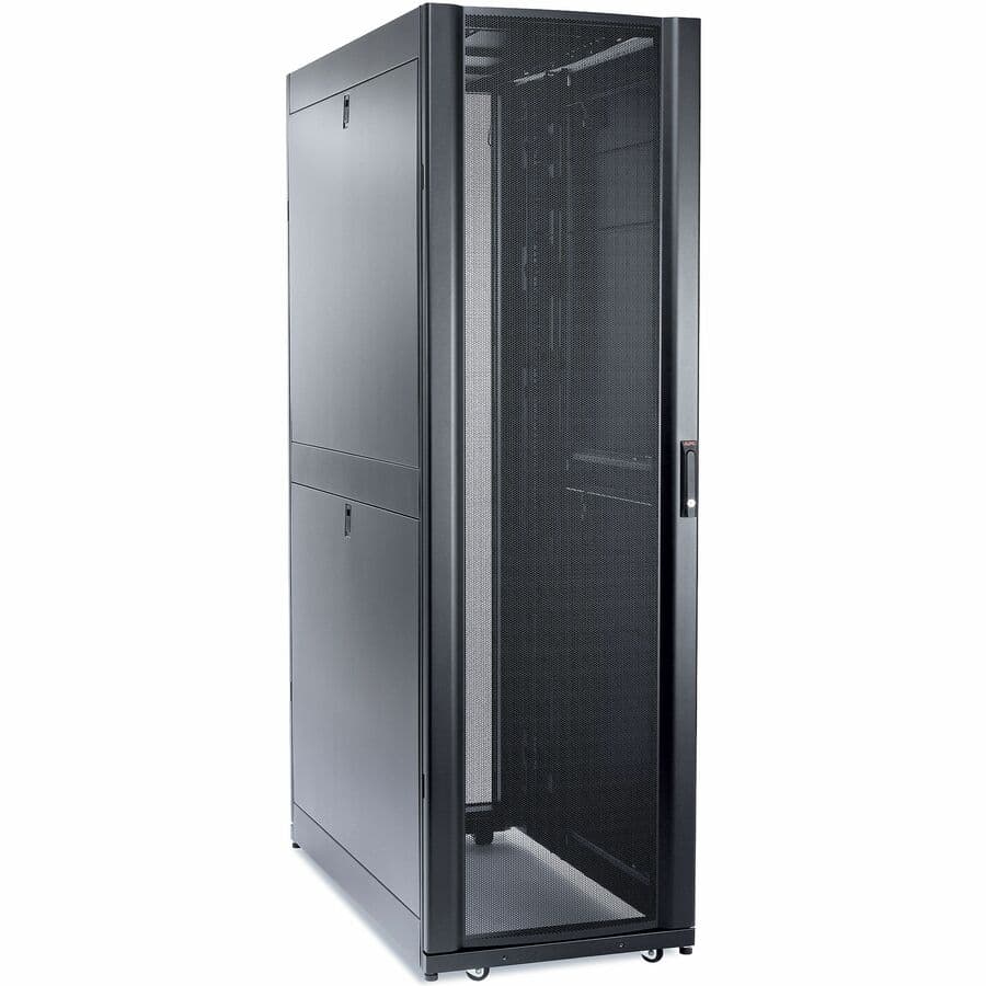 NetShelter SX 48U black floor standing rack enclosure with side panels, 600 mm wide and 1,200 mm deep