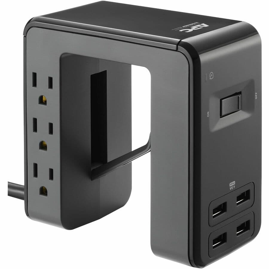 APC PE6U4 Desk Mount Surge Protector, 1,080 J, 6 Outlets | USB Charging