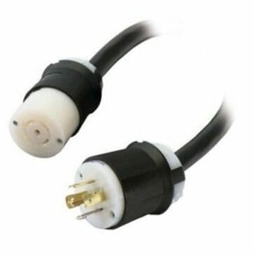 Black 30 ft APC 5-wire power extension cord with L21-20R/P connectors