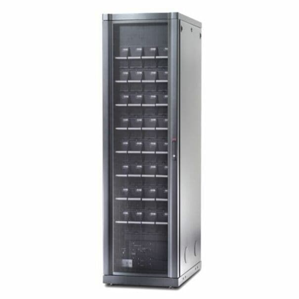 APC Symmetra PX enclosed battery cabinet, floor-standing power enclosure, 78.4 in tall
