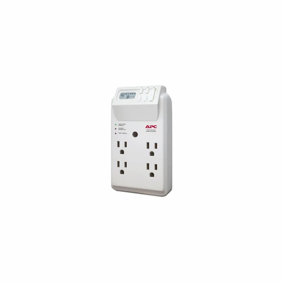 APC P4GC 4-outlet wall tap surge protector with power-saving timer for 120 V devices