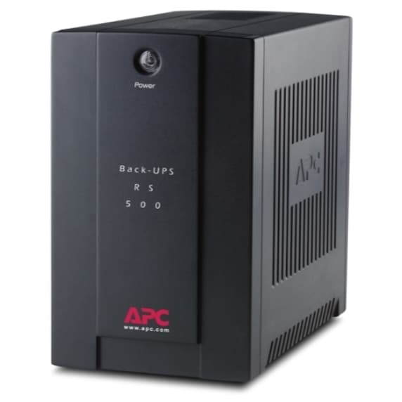 APC Back-UPS RS 500, 230V desktop UPS for compact battery backup and surge protection