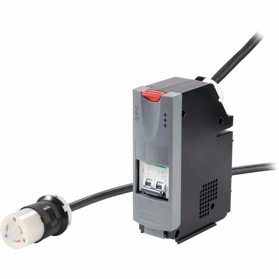 APC power distribution module with 208 V AC input and output, NEMA L6-30R receptacle, touch-safe design