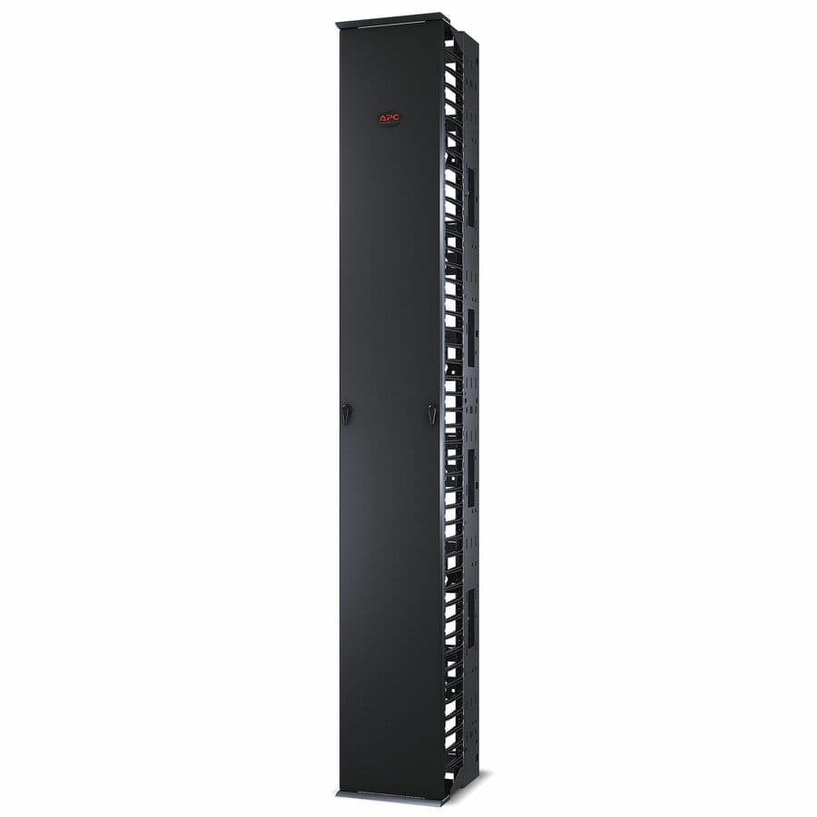 APC AR8665 black vertical cable manager, 84 in tall, single-sided, for rack cable organization