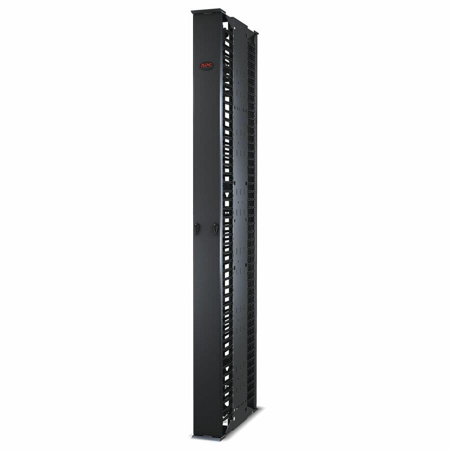 APC AR8625 84 in by 6 in vertical cable manager, black, double-sided for open frame racks