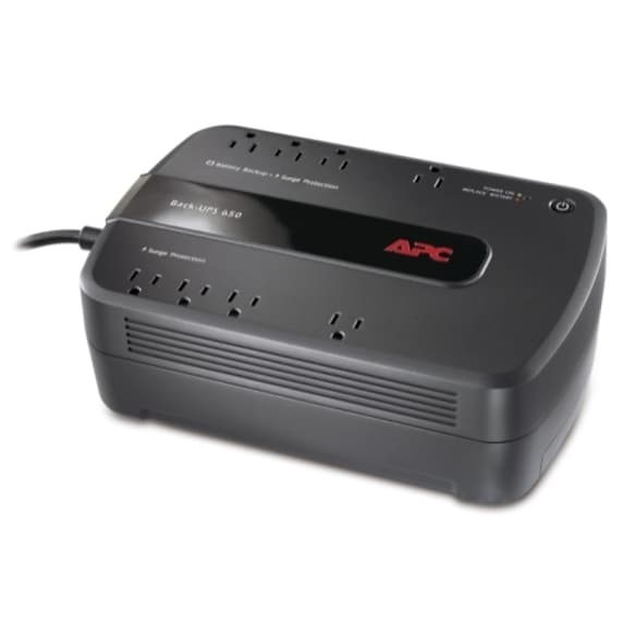 APC BE650G1-LM 650 VA 390 W standby tower UPS with USB and 4 NEMA 5-15 outlets