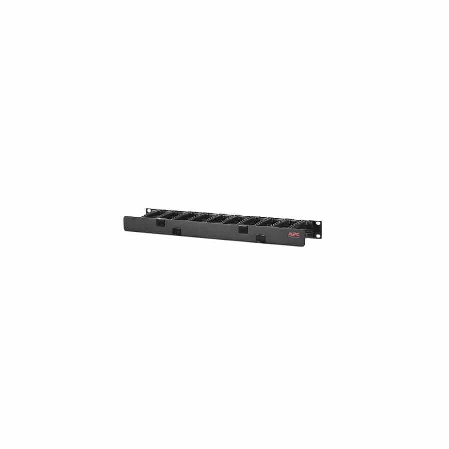 APC AR8602A horizontal cable manager, 1U, 4 inch deep, single-sided with cover, black