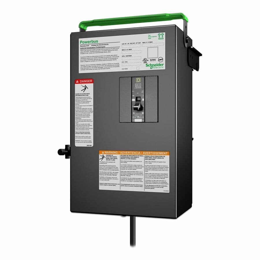 APC PBP4A11IEC30B busway tap-off unit, 30 A, 240 V, 3-wire phase B, single drop cord