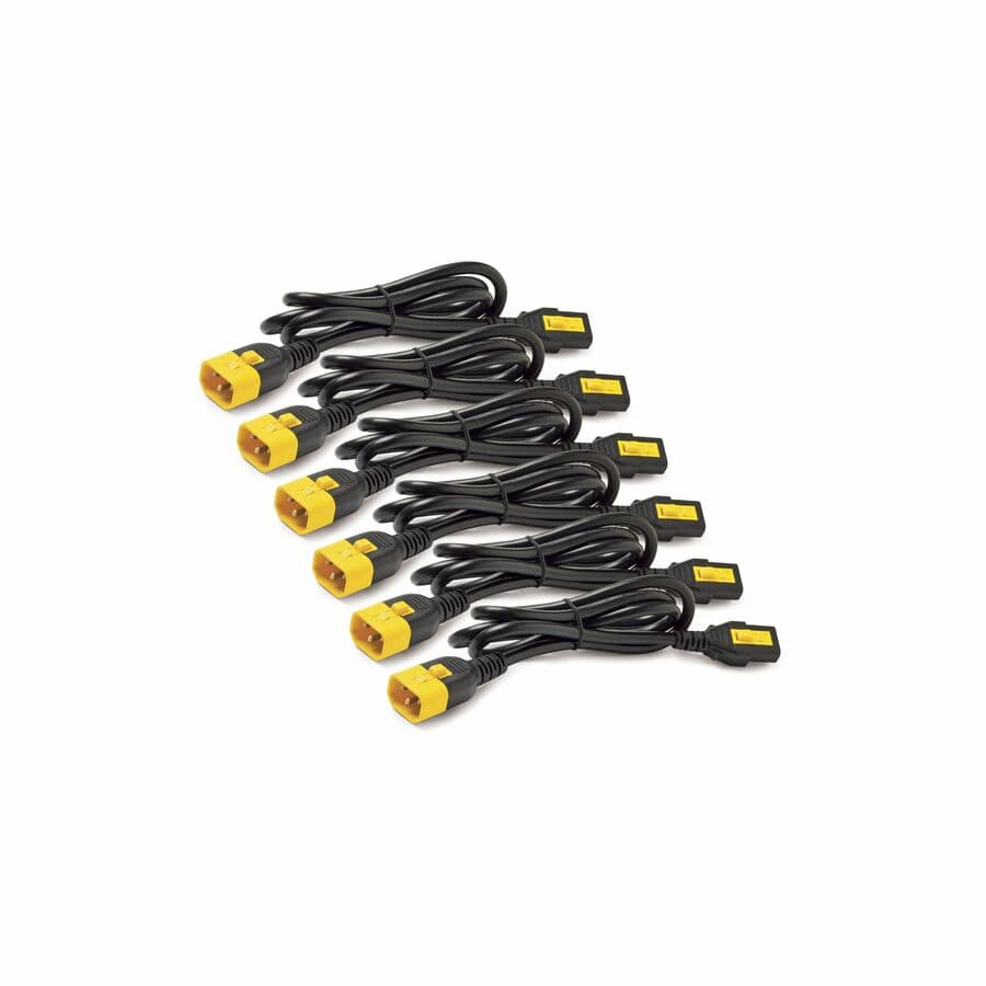 APC locking C13 to C power cord kit, 6-pack, for secure rack equipment connections