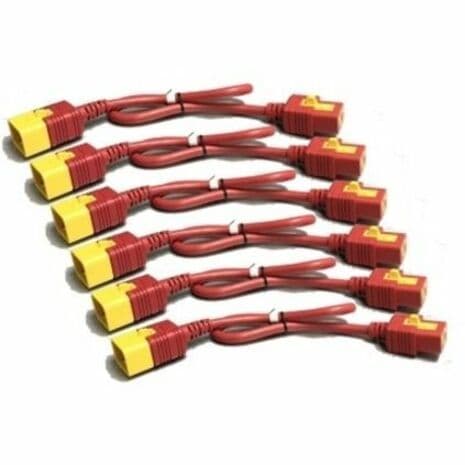 APC locking C19 to C20 power cord kit, 4 ft, red, 6-pack